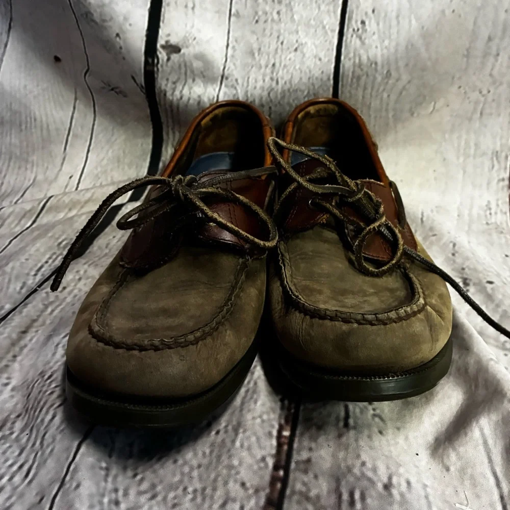 Dockers Castaway Leather Boat Lace Shoes Brown Size 9M 090-1448 Nautical Preppy‎